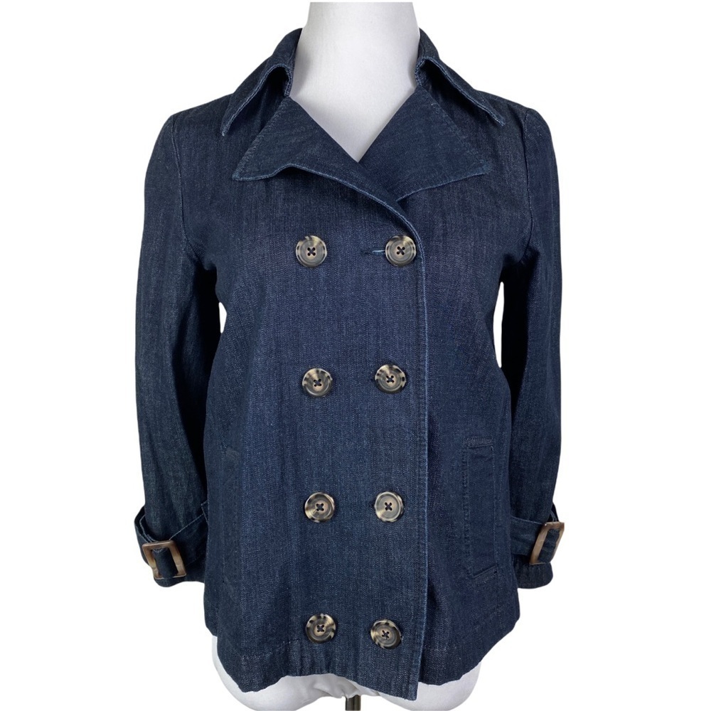 Old Navy Double Breasted Double Collar Buckle Jean Jacket Women's S Blue Denim